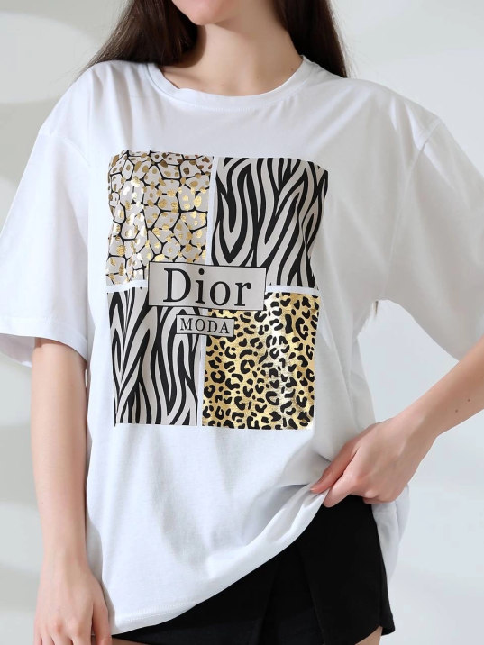 Karma desenli oversize tişört Karma desenli oversize tişört