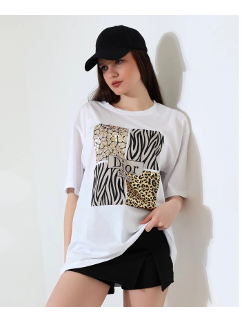 Karma desenli oversize tişört Karma desenli oversize tişört