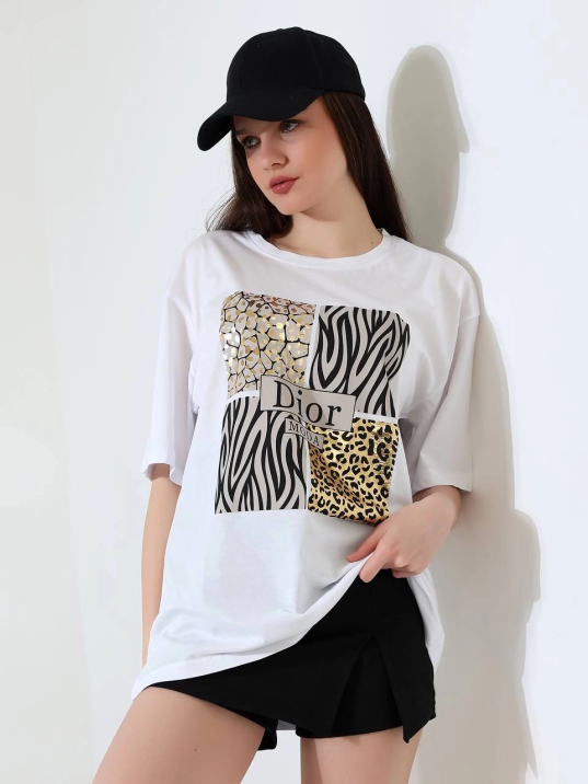 Karma desenli oversize tişört Karma desenli oversize tişört