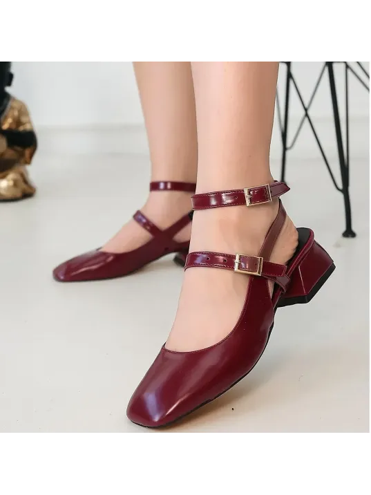 Karmi Mürdüm Cilt Topuklu Ayakkabı Karmi Mürdüm Cilt Topuklu Ayakkabı