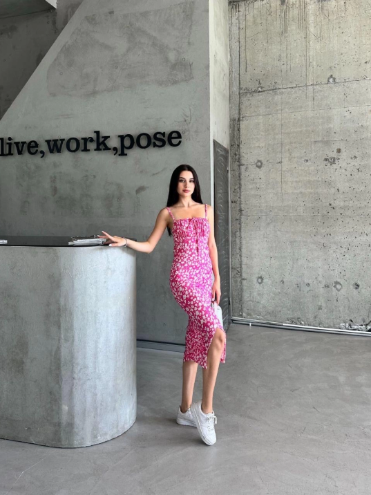 Kaşkorse Desenli askılı elbise