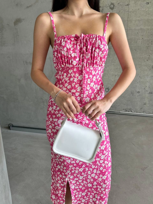 Kaşkorse Desenli askılı elbise