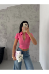 Kaşkorse Yaka Fermuarlı Bluz Fuşya Kaşkorse Yaka Fermuarlı Bluz Fuşya