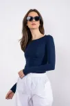 Kayık Yaka Uzun Kollu Bluz Lacivert Pt Kayık Yaka Uzun Kollu Bluz Lacivert Pt