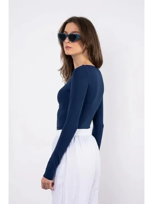 Kayık Yaka Uzun Kollu Bluz Lacivert Pt Kayık Yaka Uzun Kollu Bluz Lacivert Pt