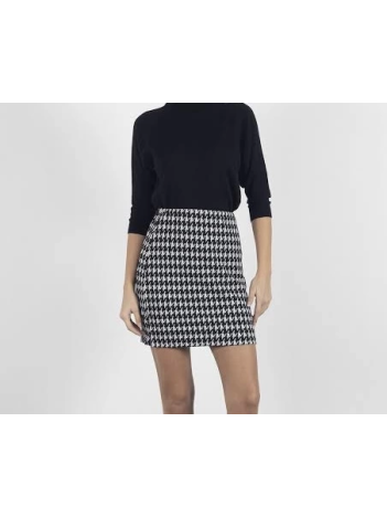 kazaayağı likralı mini etek siyahbeyaz kazaayağı likralı mini etek siyahbeyaz