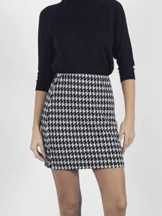 kazaayağı likralı mini etek siyahbeyaz kazaayağı likralı mini etek siyahbeyaz