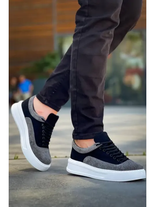 Kb-005 Kuback Siyah Gri Süet Bağcıklı  Günlük Erkek  Ayakkabı