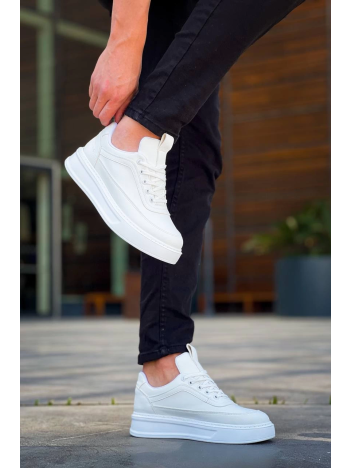 KB-006 Kuback Beyaz Cilt  Yüksek Taban Bağcıklı Günlük Erkek Ayakkabı KB-006 Kuback Beyaz Cilt  Yüksek Taban Bağcıklı Günlük Erkek Ayakkabı