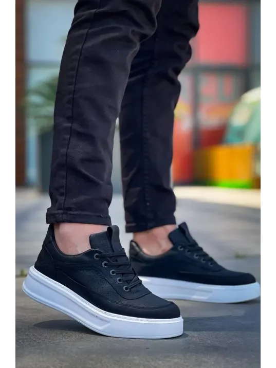 Kb-006 Kuback Siyah Cilt Yüksek Taban Bağcıklı Günlük Erkek Ayakkabı Kb-006 Kuback Siyah Cilt Yüksek Taban Bağcıklı Günlük Erkek Ayakkabı