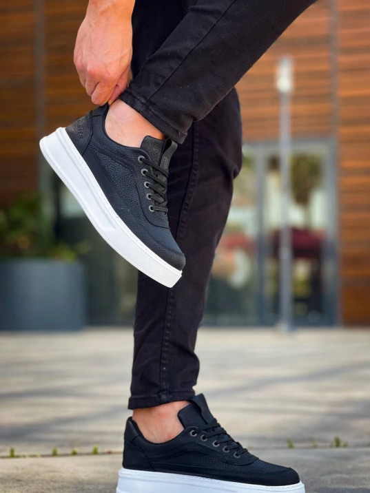 KB-006 Kuback Siyah Cilt Yüksek Taban Bağcıklı Günlük Erkek Ayakkabı KB-006 Kuback Siyah Cilt Yüksek Taban Bağcıklı Günlük Erkek Ayakkabı