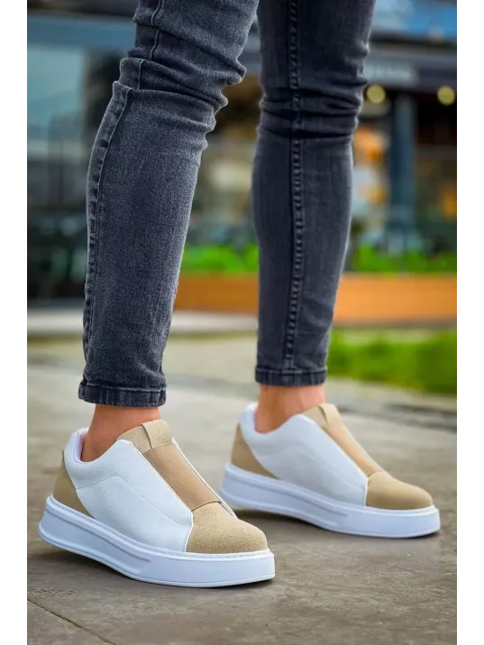 Kb-007 Kuback Beyaz Bej Yüksek Taban Tek Bant Bağcıksız Günlük Erkek Ayakkabı Kb-007 Kuback Beyaz Bej Yüksek Taban Tek Bant Bağcıksız Günlük Erkek Ayakkabı