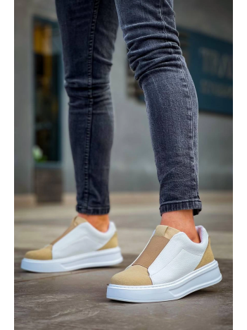 KB-007  Kuback  Beyaz Bej Yüksek Taban Tek Bant Bağcıksız Günlük Erkek Ayakkabı KB-007  Kuback  Beyaz Bej Yüksek Taban Tek Bant Bağcıksız Günlük Erkek Ayakkabı