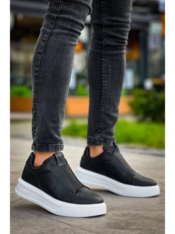 KB-007  Kuback Siyah Beyaz Yüksek Taban Tek Bant Bağcıksız Günlük Erkek Ayakkabı KB-007  Kuback Siyah Beyaz Yüksek Taban Tek Bant Bağcıksız Günlük Erkek Ayakkabı