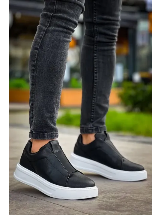 Kb-007 Kuback Siyah Beyaz Yüksek Taban Tek Bant Bağcıksız Günlük Erkek Ayakkabı Kb-007 Kuback Siyah Beyaz Yüksek Taban Tek Bant Bağcıksız Günlük Erkek Ayakkabı