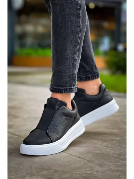 Kb-007 Kuback Siyah Beyaz Yüksek Taban Tek Bant Bağcıksız Günlük Erkek Ayakkabı Kb-007 Kuback Siyah Beyaz Yüksek Taban Tek Bant Bağcıksız Günlük Erkek Ayakkabı