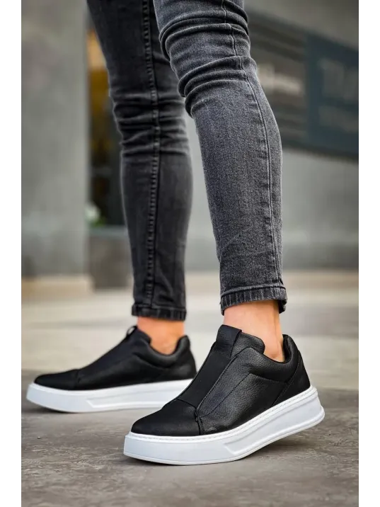 Kb-007 Kuback Siyah Beyaz Yüksek Taban Tek Bant Bağcıksız Günlük Erkek Ayakkabı Kb-007 Kuback Siyah Beyaz Yüksek Taban Tek Bant Bağcıksız Günlük Erkek Ayakkabı