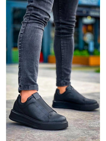 KB-007  Kuback Siyah Siyah Yüksek Taban Tek Bant Bağcıksız Günlük Erkek Ayakkabı KB-007  Kuback Siyah Siyah Yüksek Taban Tek Bant Bağcıksız Günlük Erkek Ayakkabı