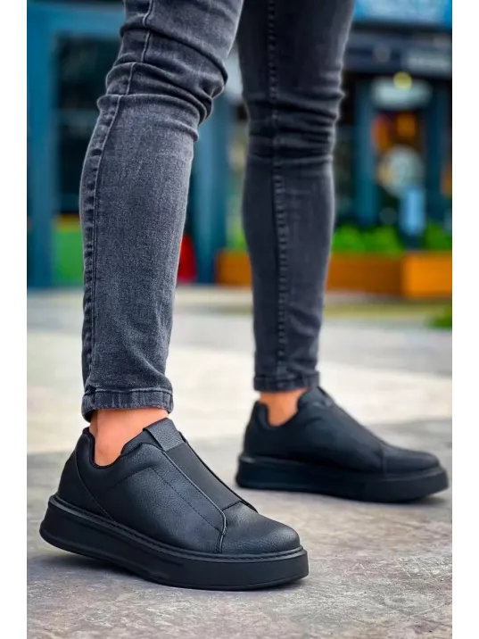 Kb-007 Kuback Siyah Siyah Yüksek Taban Tek Bant Bağcıksız Günlük Erkek Ayakkabı Kb-007 Kuback Siyah Siyah Yüksek Taban Tek Bant Bağcıksız Günlük Erkek Ayakkabı