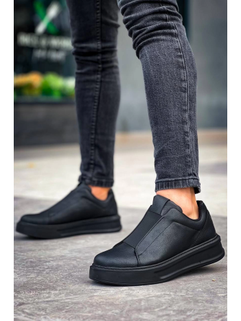 KB-007  Kuback Siyah Siyah Yüksek Taban Tek Bant Bağcıksız Günlük Erkek Ayakkabı KB-007  Kuback Siyah Siyah Yüksek Taban Tek Bant Bağcıksız Günlük Erkek Ayakkabı