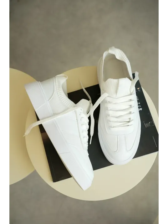 Kb-010 Kuback Beyaz Cilt Günlük Erkek Ayakkabı