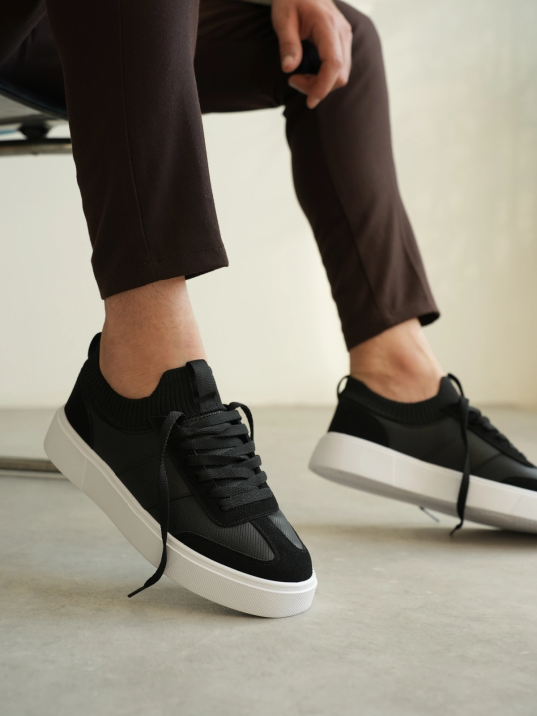 Kb-010 Kuback Siyah Cilt Günlük Erkek Ayakkabı