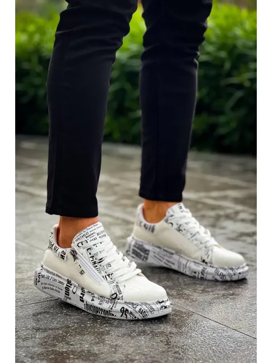 Kb-02  Kuback Bağcıklı Crocodile Beyaz Gazete Günlük Erkek Ayakkabı