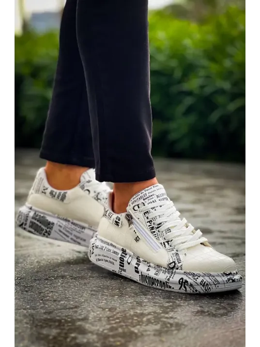 Kb-02  Kuback Bağcıklı Crocodile Beyaz Gazete Günlük Erkek Ayakkabı