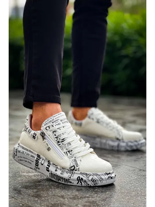 Kb-02  Kuback Bağcıklı Crocodile Beyaz Gazete Günlük Erkek Ayakkabı