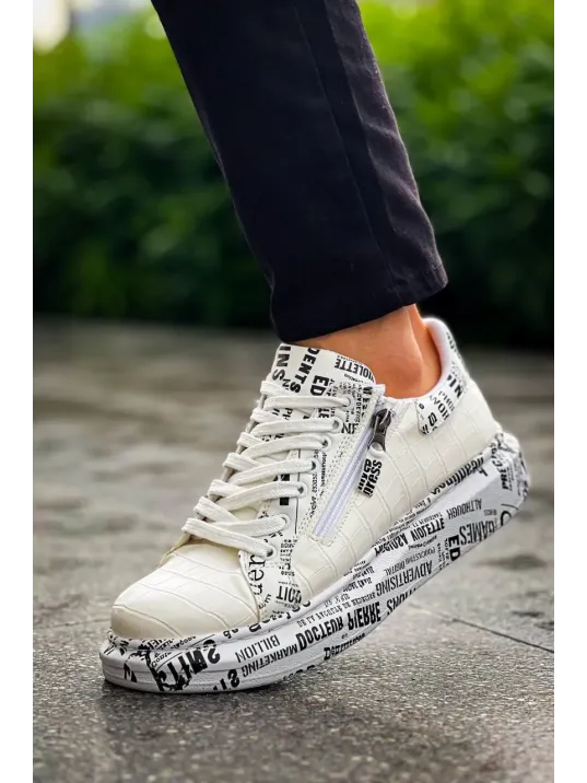 Kb-02  Kuback Bağcıklı Crocodile Beyaz Gazete Günlük Erkek Ayakkabı