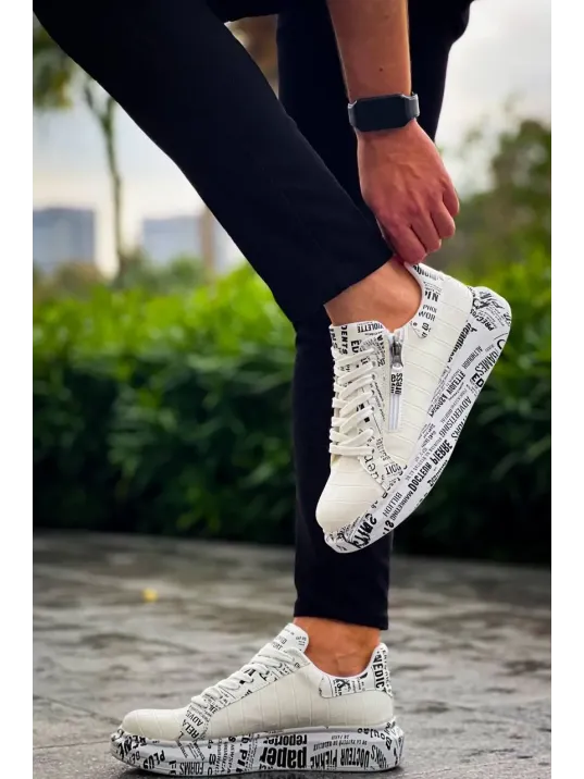 Kb-02  Kuback Bağcıklı Crocodile Beyaz Gazete Günlük Erkek Ayakkabı