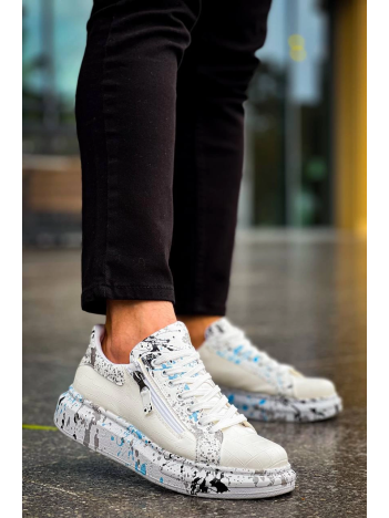 Kb-02  Kuback  Bağcıklı Crocodile Beyaz Mavi Günlük Erkek Ayakkabı