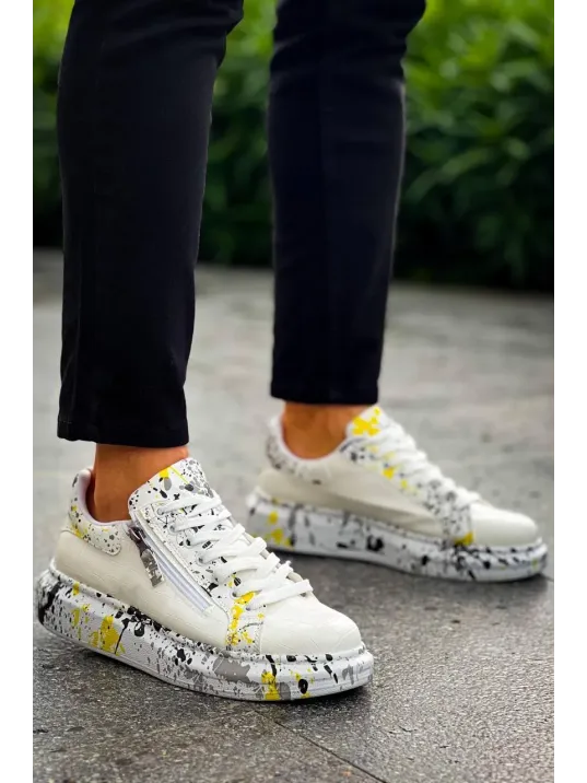Kb-02 Kuback Bağcıklı Crocodile Beyaz Sarı Günlük Erkek Ayakkabı Kb-02 Kuback Bağcıklı Crocodile Beyaz Sarı Günlük Erkek Ayakkabı