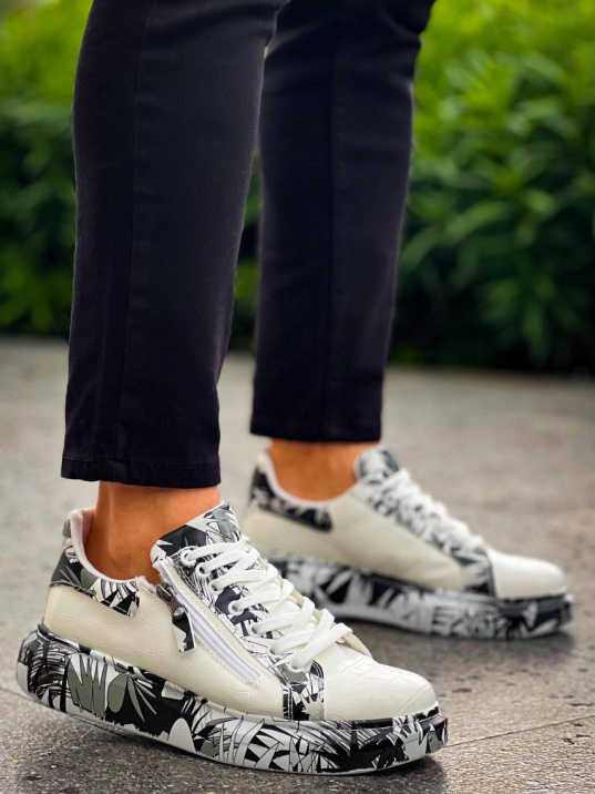 Kb-02 Kuback Bağcıklı Crocodile Beyaz Siyah Günlük Erkek Ayakkabı Kb-02 Kuback Bağcıklı Crocodile Beyaz Siyah Günlük Erkek Ayakkabı