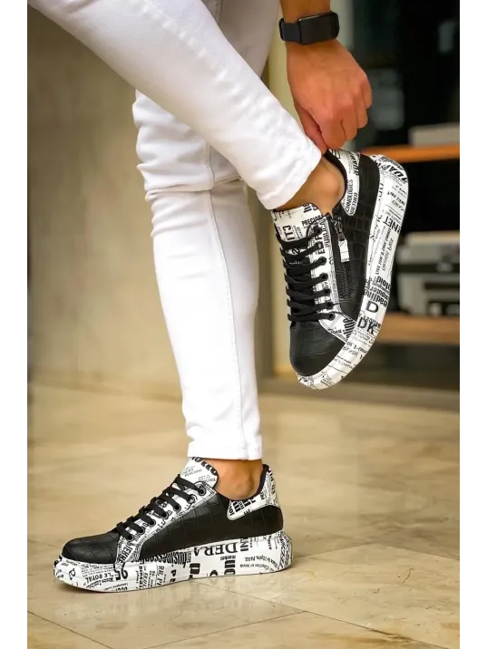 Kb-02  Kuback Bağcıklı Crocodile Siyah Gazete Günlük Erkek Ayakkabı