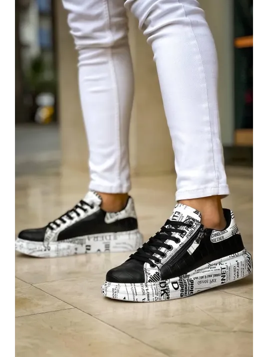 Kb-02  Kuback Bağcıklı Crocodile Siyah Gazete Günlük Erkek Ayakkabı