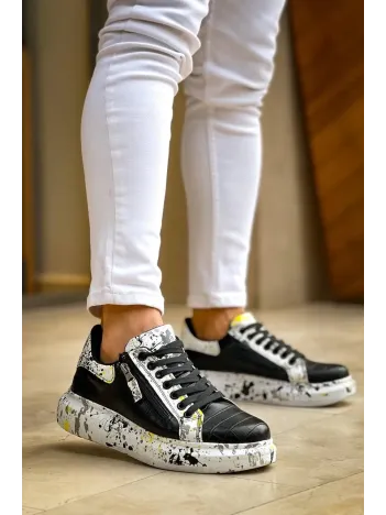 Kb-02  Kuback Bağcıklı Crocodile Siyah Sarı Günlük Erkek Ayakkabı