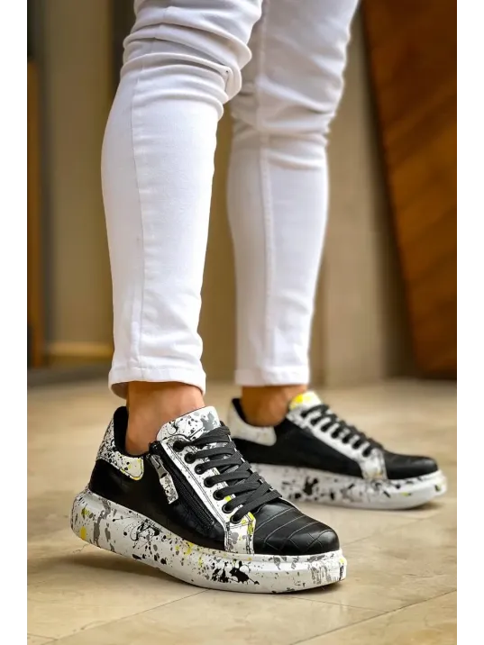 Kb-02 Kuback Bağcıklı Crocodile Siyah Sarı Günlük Erkek Ayakkabı Kb-02 Kuback Bağcıklı Crocodile Siyah Sarı Günlük Erkek Ayakkabı