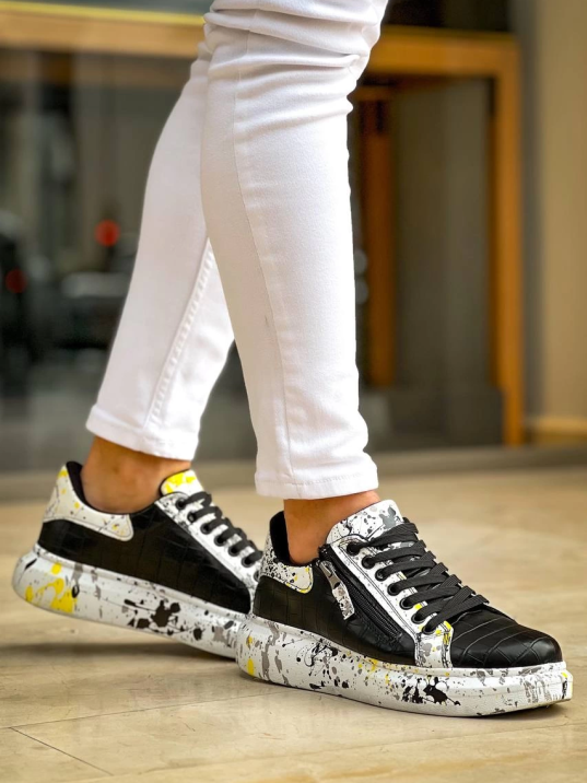 KB-02 Kuback Bağcıklı Crocodile Siyah Sarı Günlük Erkek Ayakkabı KB-02 Kuback Bağcıklı Crocodile Siyah Sarı Günlük Erkek Ayakkabı