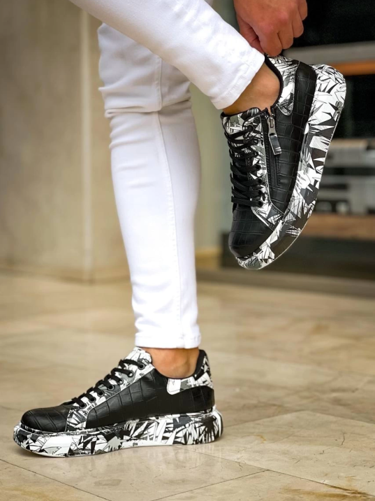 Kb-02  Kuback Bağcıklı Crocodile Siyah Siyah Günlük Erkek Ayakkabı