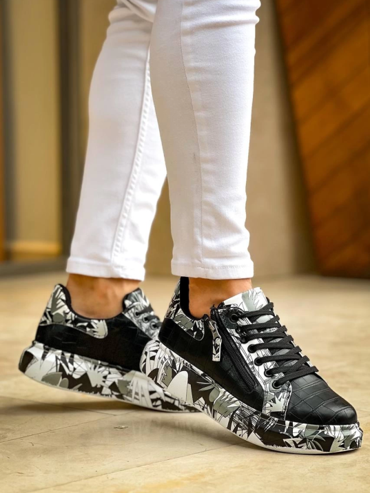 Kb-02  Kuback Bağcıklı Crocodile Siyah Siyah Günlük Erkek Ayakkabı