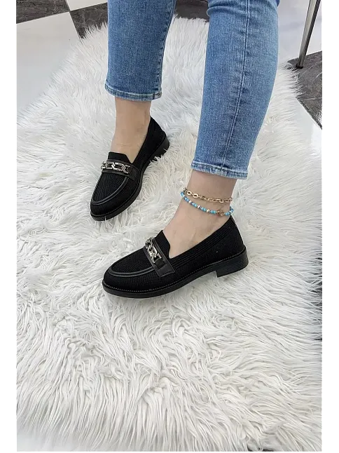 Kb-021 Kuback Siyah Triko Siyah Taban U Toka  Günlük Kadın Ayakkabı