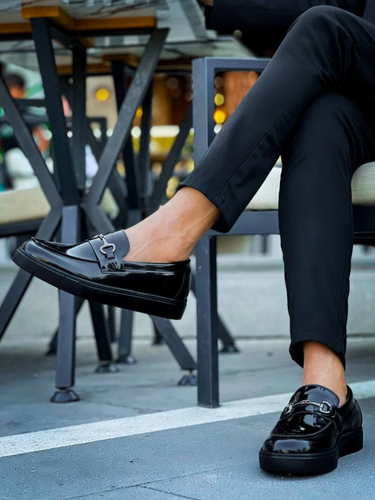 Kb-027  Kuback Bağcıksız Kömür Rugan G Günlük Erkek Ayakkabı