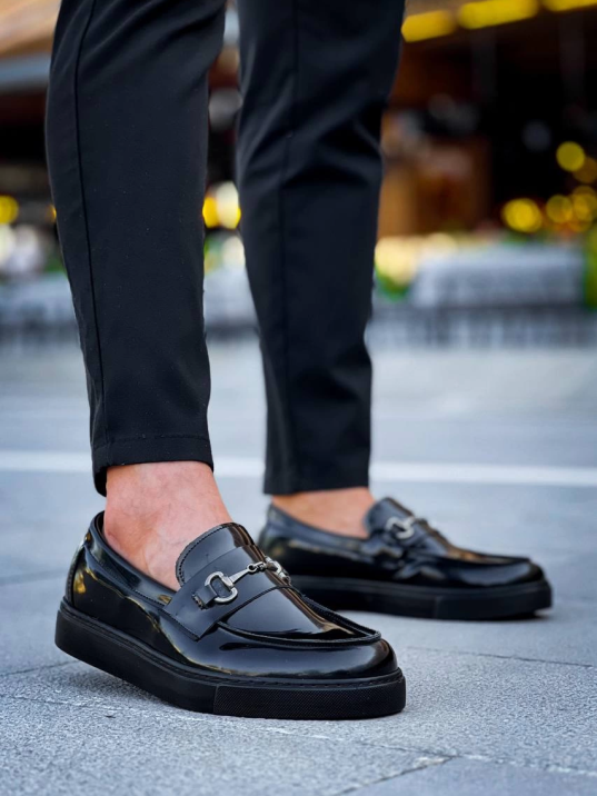 Kb-027  Kuback Bağcıksız Kömür Rugan G Günlük Erkek Ayakkabı