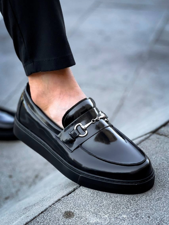 Kb-027  Kuback Bağcıksız Kömür Rugan G Günlük Erkek Ayakkabı