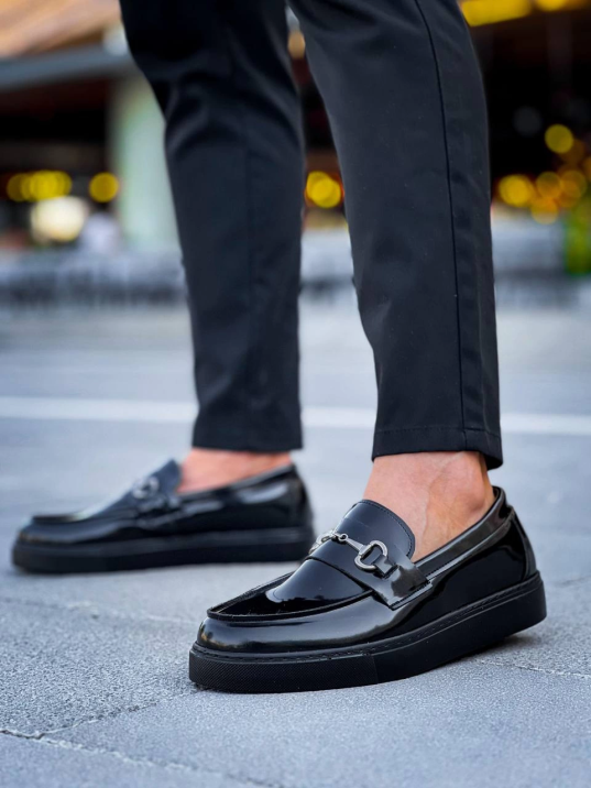 Kb-027  Kuback Bağcıksız Kömür Rugan G Günlük Erkek Ayakkabı