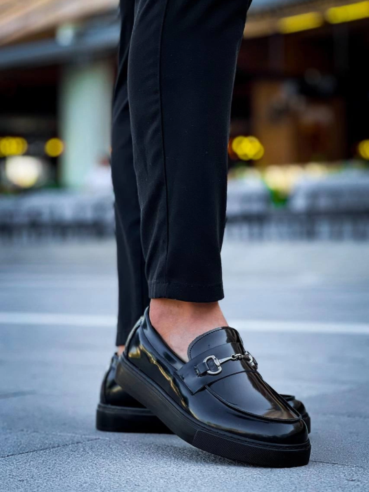 Kb-027  Kuback Bağcıksız Kömür Rugan G Günlük Erkek Ayakkabı