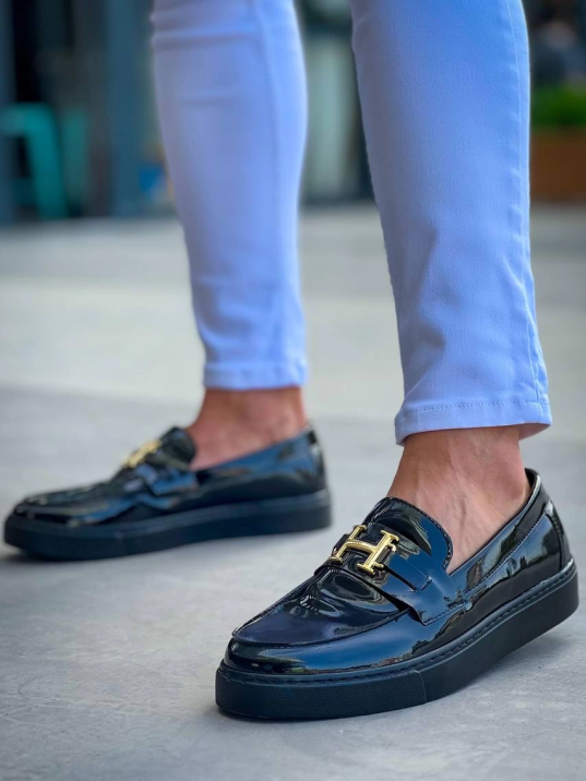 KB-027  Kuback  Bağcıksız Kömür Rugan H Günlük Erkek Ayakkabı KB-027  Kuback  Bağcıksız Kömür Rugan H Günlük Erkek Ayakkabı