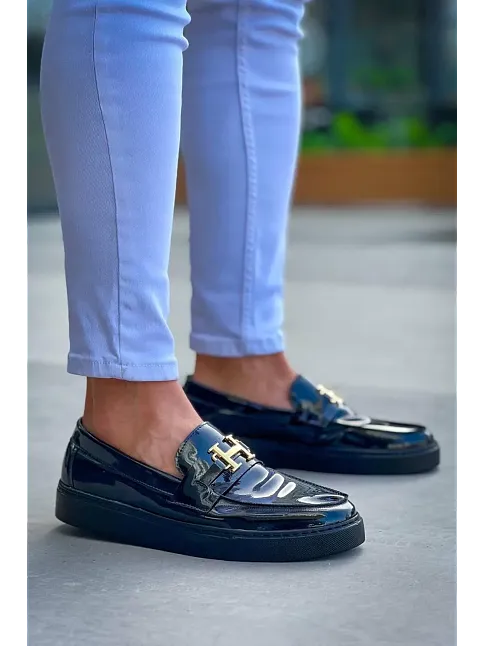Kb-027  Kuback  Bağcıksız Kömür Rugan H Günlük Erkek Ayakkabı