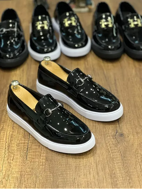 Kb-027  Kuback Bağcıksız Siyah Rugan G Günlük Erkek Ayakkabı